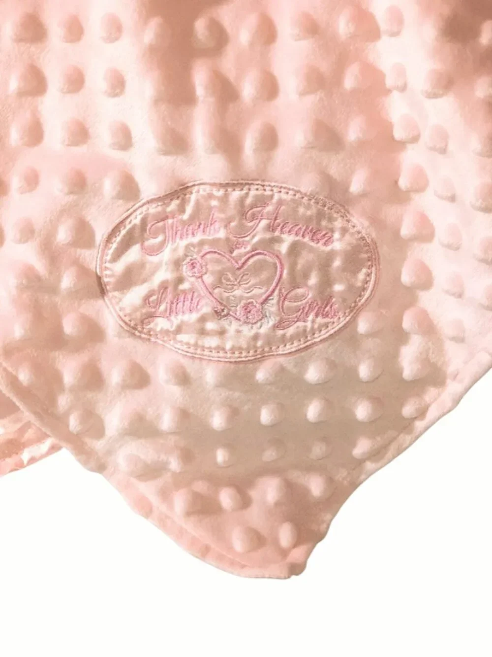 Little Me Thank Heaven For Little Girls Minky Dots Pink Lovey Blanket 23
